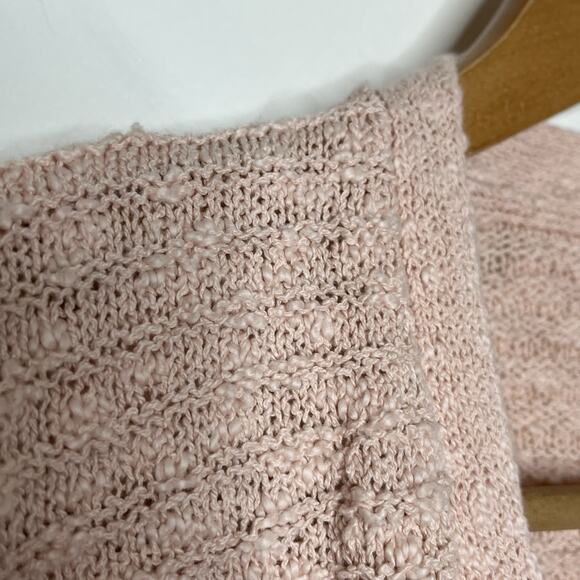 LL Bean Textured Open Cardigan Pink Womens Small Pastel Cotton Spring Romantic - Picture 2 of 6